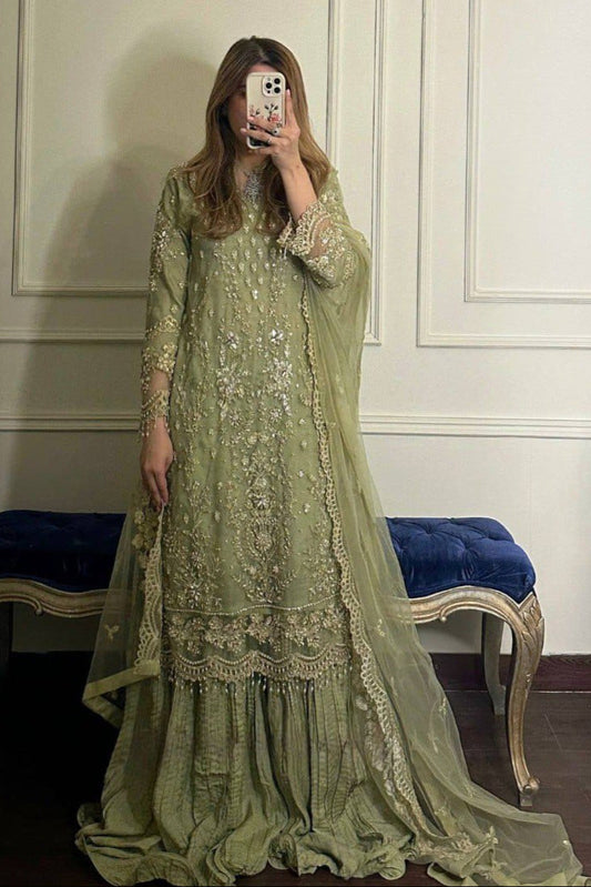 Designer Party Wear Look Pure Heavy Faux Georgette Top Palazzo  Set