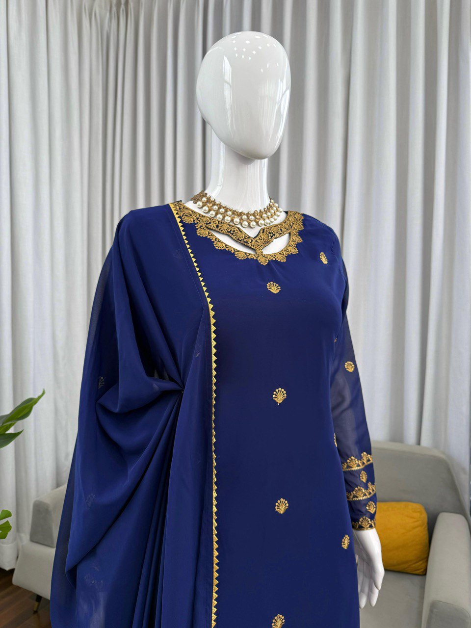 Wedding Special  Intricate Thread work Top Plazzo & Dupatta