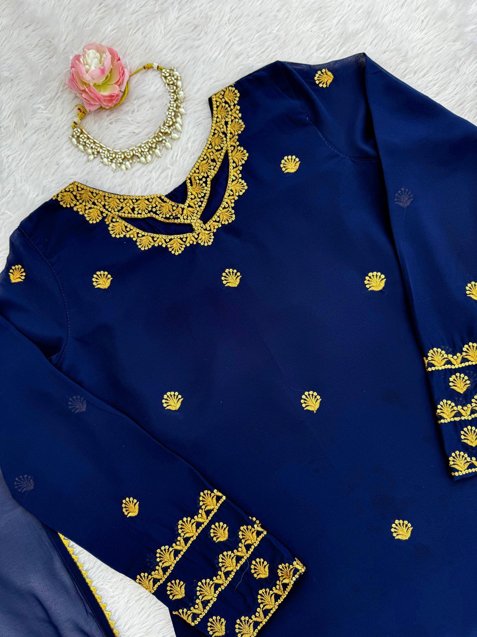 Wedding Special  Intricate Thread work Top Plazzo & Dupatta
