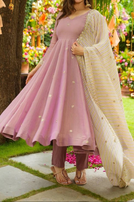 Embroidery Sequence Work Gown And Dupatta Set Fully Stitched