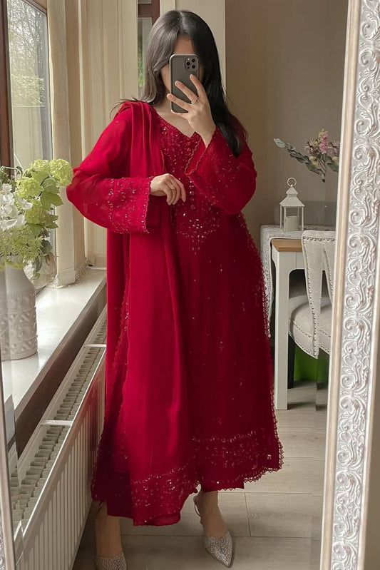 3 Piece Palazzo Pair With Dupatta in Sequence Embroidery Work