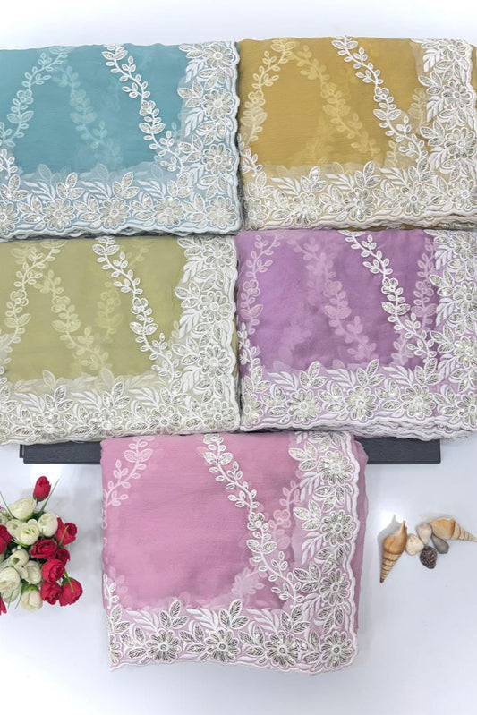 Wedding Special Beautiful 3MM Sequence Work Saree & Blouse