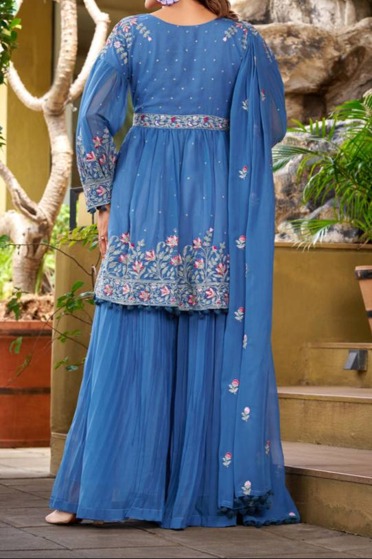 Wedding Special Embroidery Work Top Plazzo & dupatta
