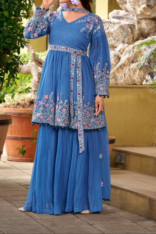 Wedding Special Embroidery Work Top Plazzo & dupatta