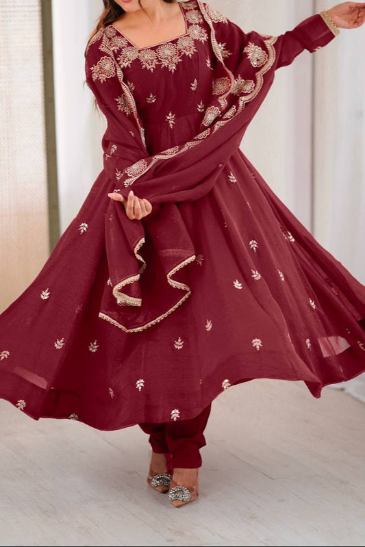 Wedding Special &nbsp;Embroidery Sequence Work Top Bottom &amp; Dupatta