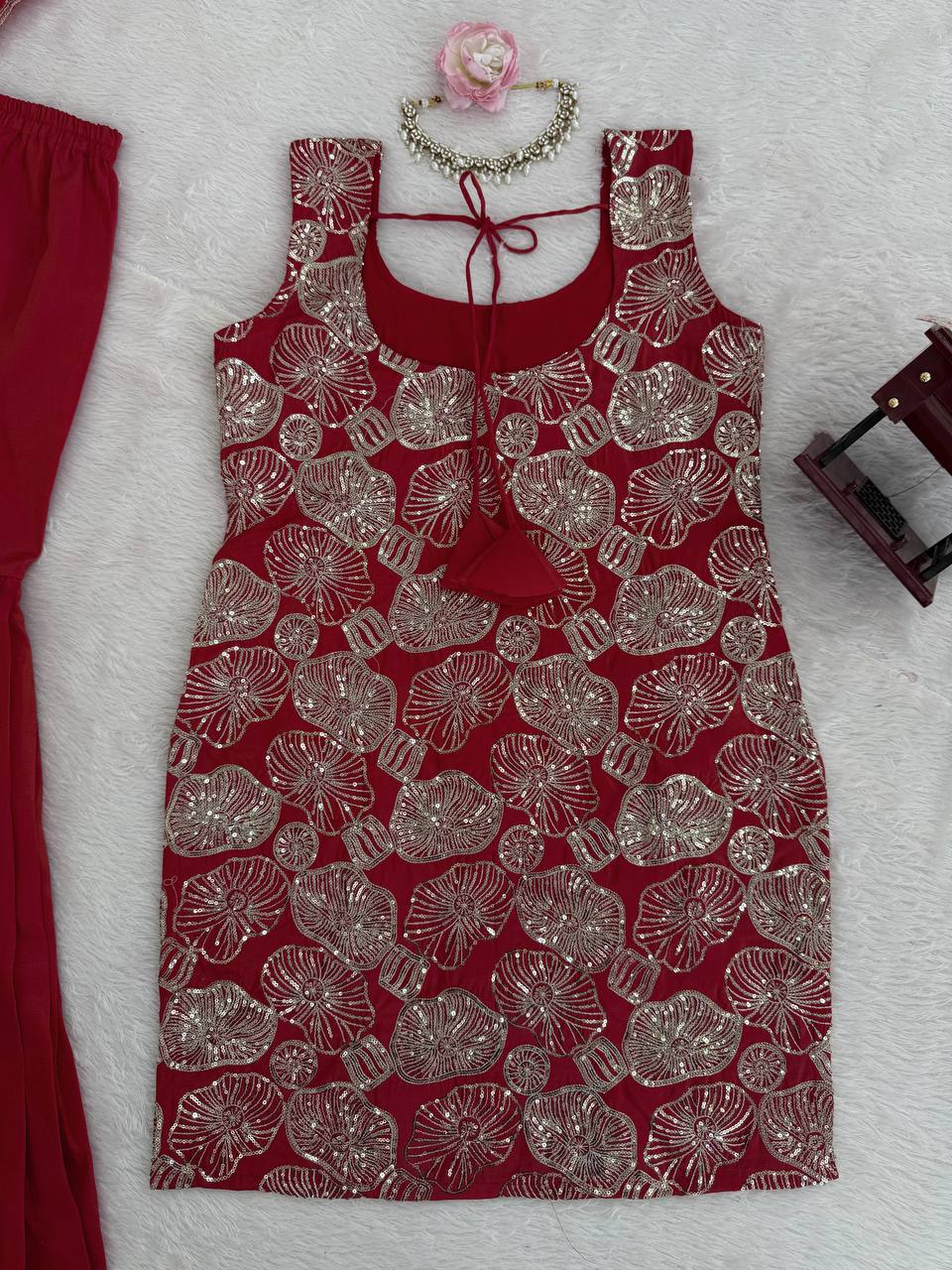 Designer Party Wear Thread With Sequence Sharara Set