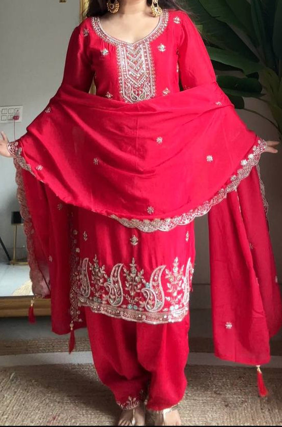 Designer Party Wear Beads And Sequence Work Suit Set