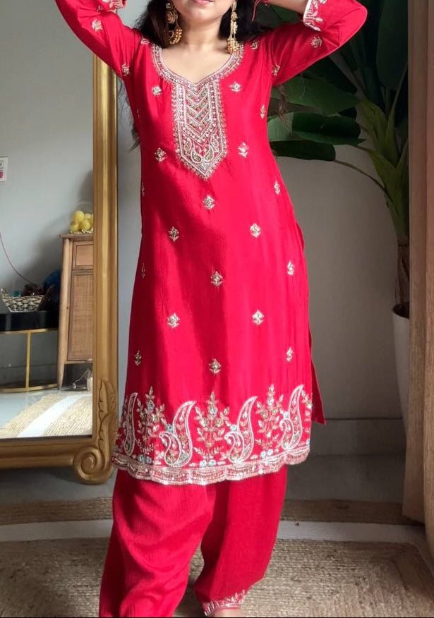 Designer Party Wear Beads And Sequence Work Suit Set
