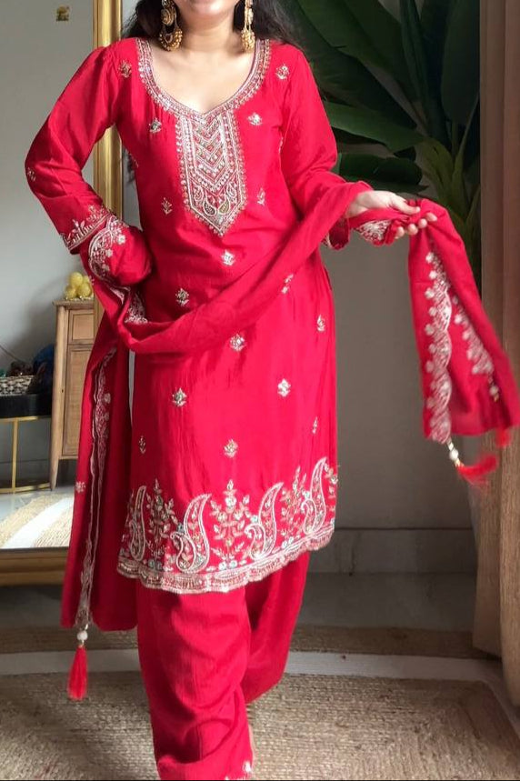 Designer Party Wear Beads And Sequence Work Suit Set