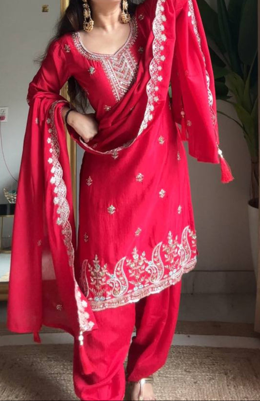 Designer Party Wear Beads And Sequence Work Suit Set