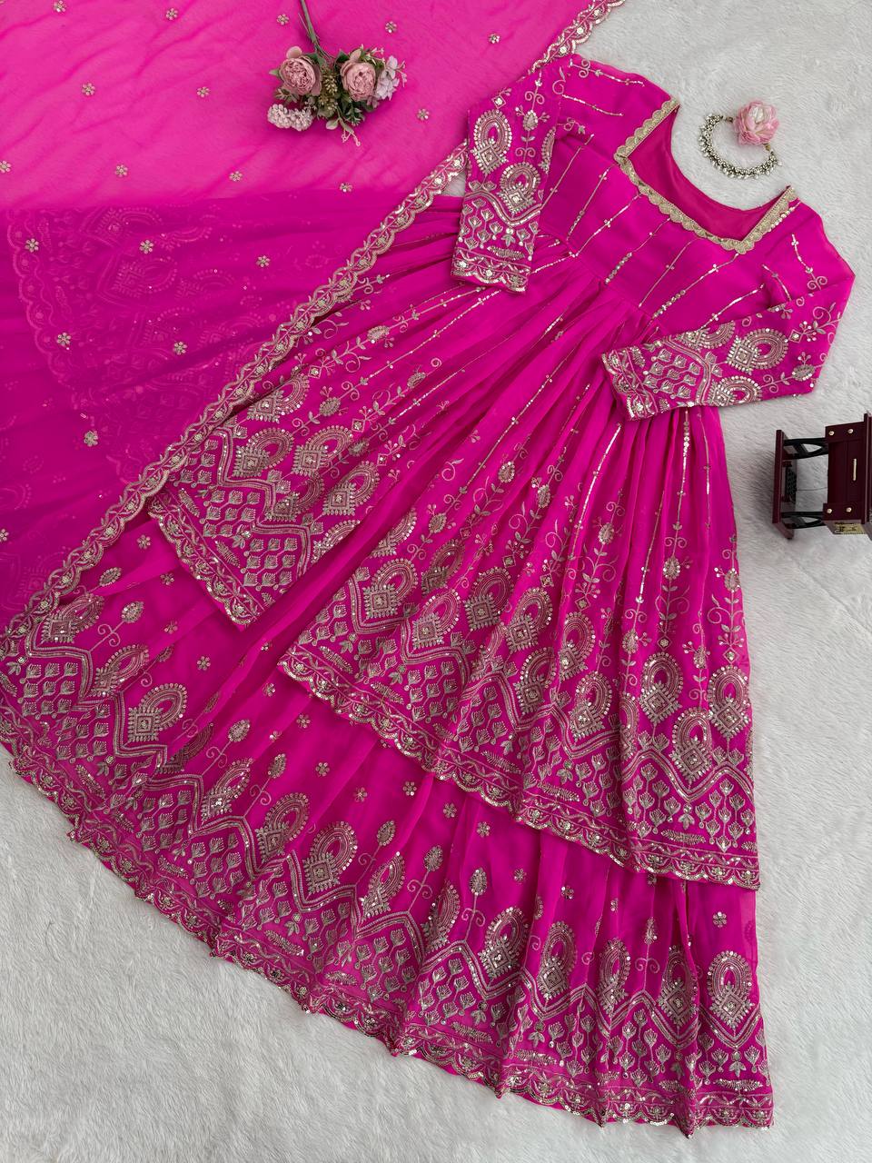 Thread with Sequence Work Lehenga Top & Dupatta