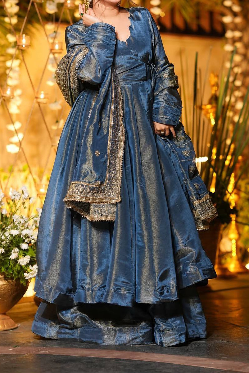 New Designer Party Wear Anarkali With Palazzo & Embroidered Dupatta