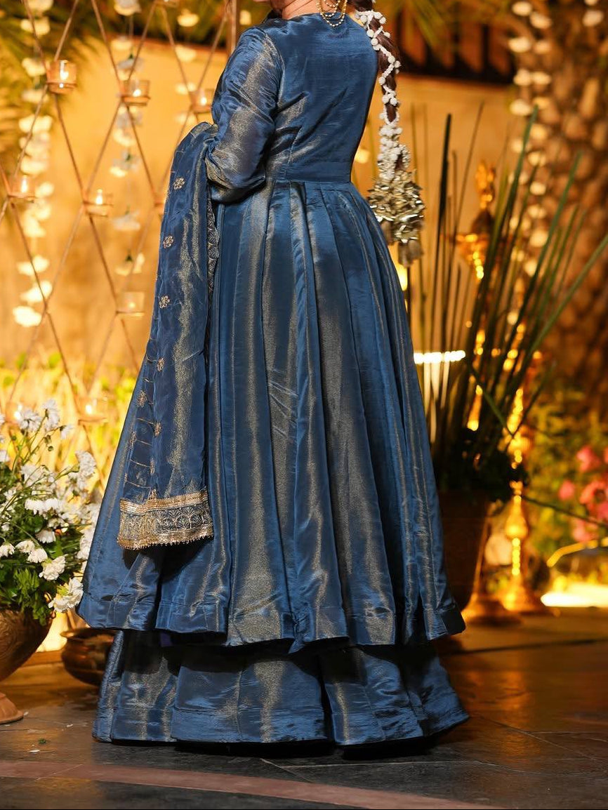 New Designer Party Wear Anarkali With Palazzo & Embroidered Dupatta