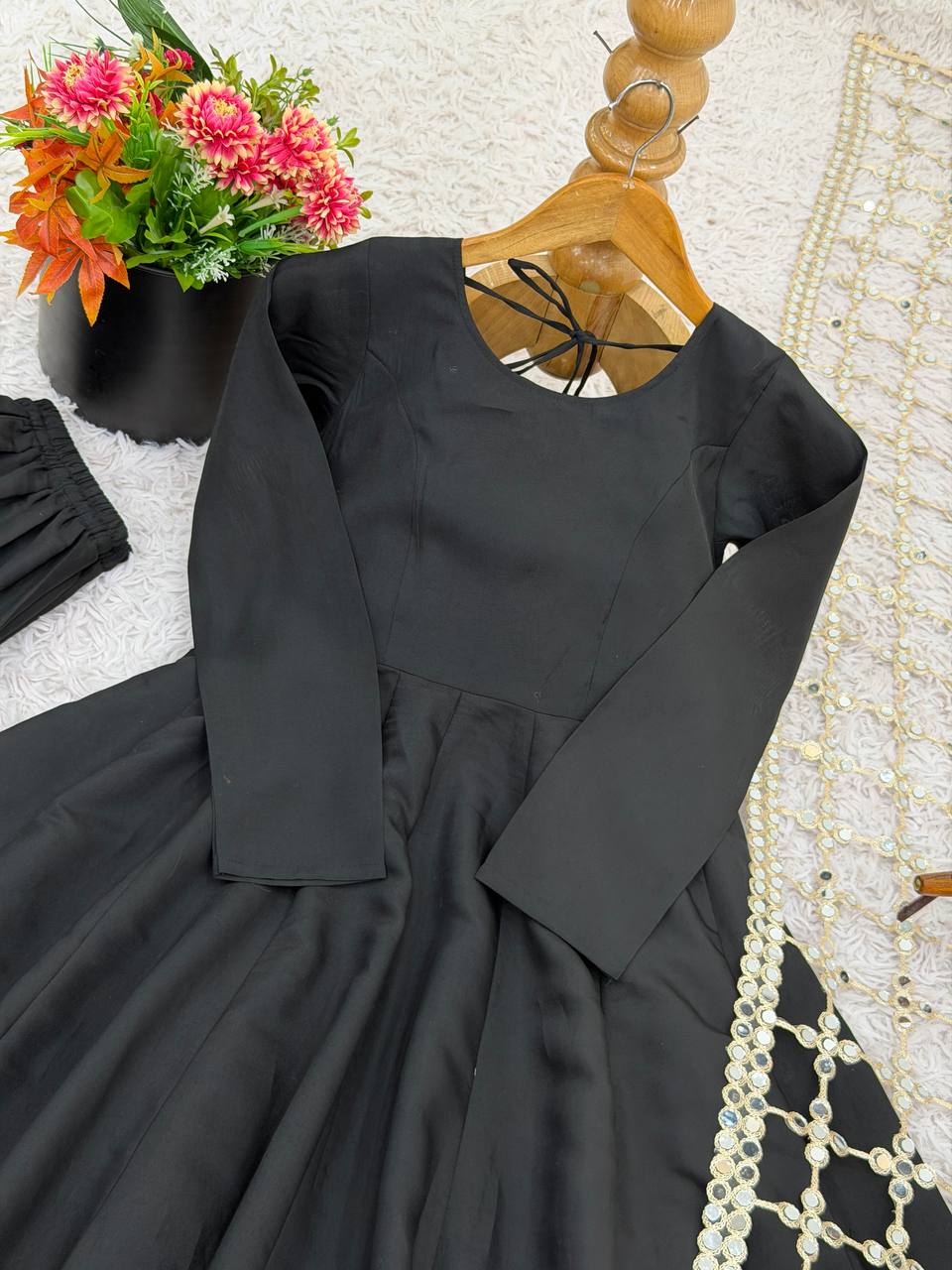 Roman Silk Anarkali Suit With Designer Real Mirror Work Dupatta