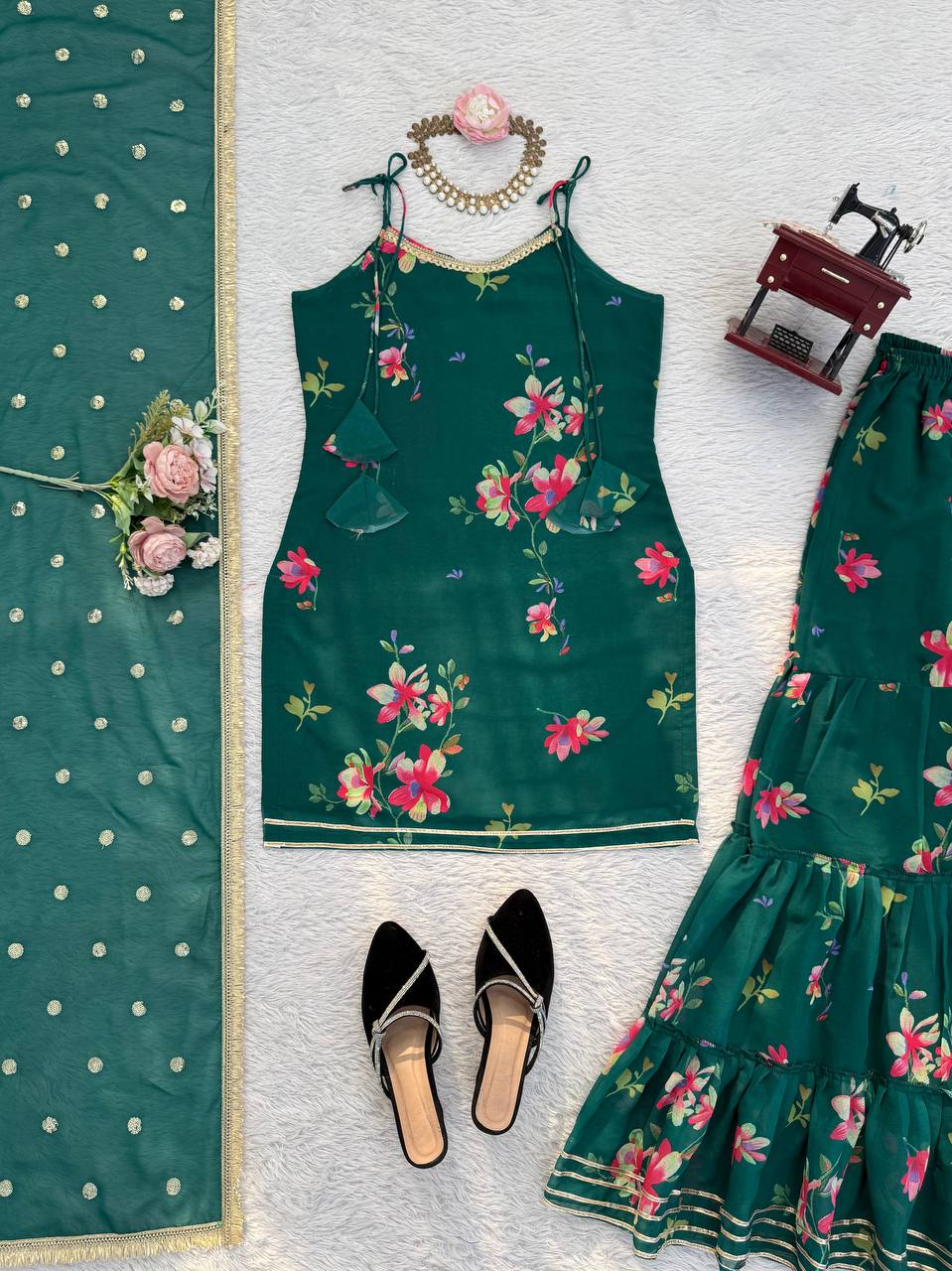 Festival Special Crafted in Classy Tones with Premium Fabric & Detailing Top Sharara And Sharara