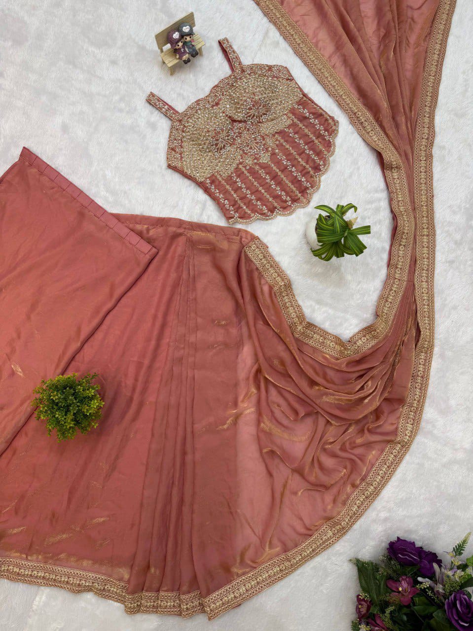 Trending Ready To Wear With Fully Handwork & Embroidered Blouse