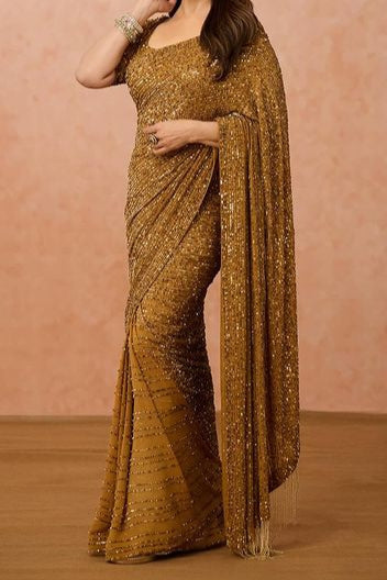 Bollywood Madhuri Dixit Trending Sequence Embroidery Work Saree